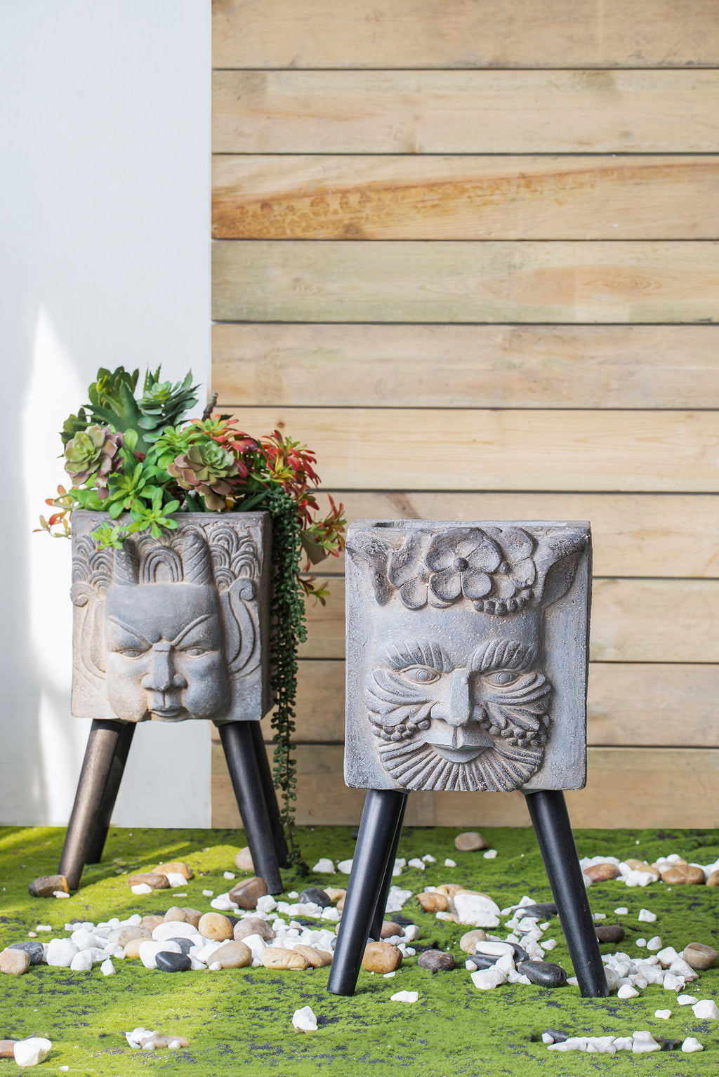 Greek God Statue Planter With Legs - Gray by Unique Piece Furniture