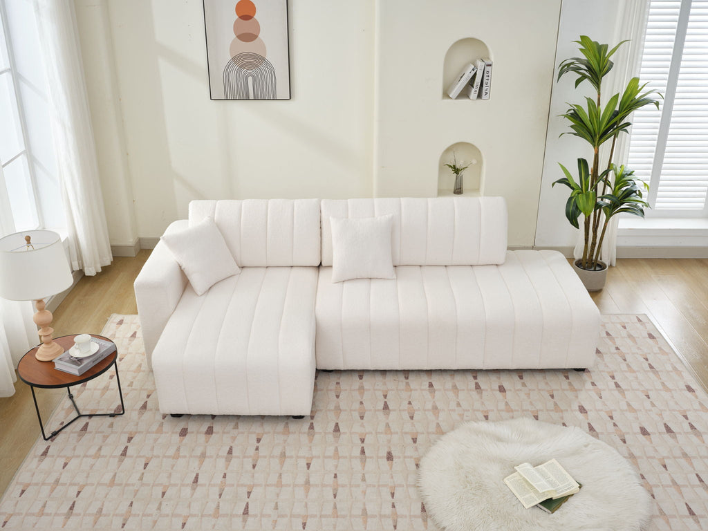 Jessica - Lamb Wool Sectional Sofa With Chaise, Versatile Configuration by Unique Piece Furniture