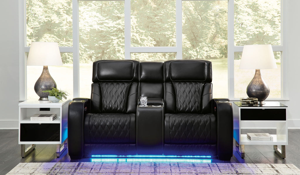 Boyington - 2 Pc. - Power Reclining Sofa And Loveseat - Black by Unique Piece Furniture