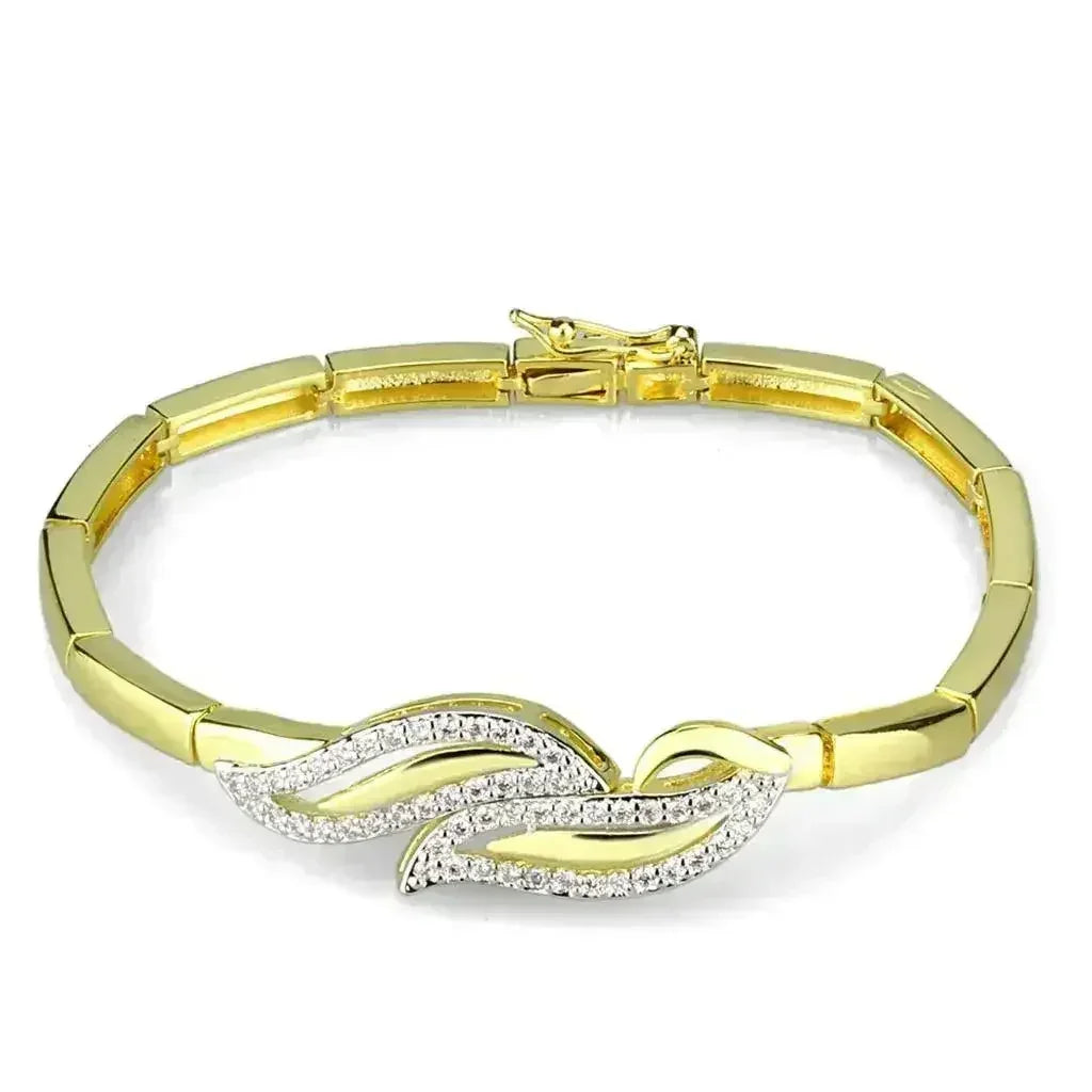 3W941 - Gold+Rhodium Brass Jewelry Sets with AAA Grade CZ in Clear by Femstylo