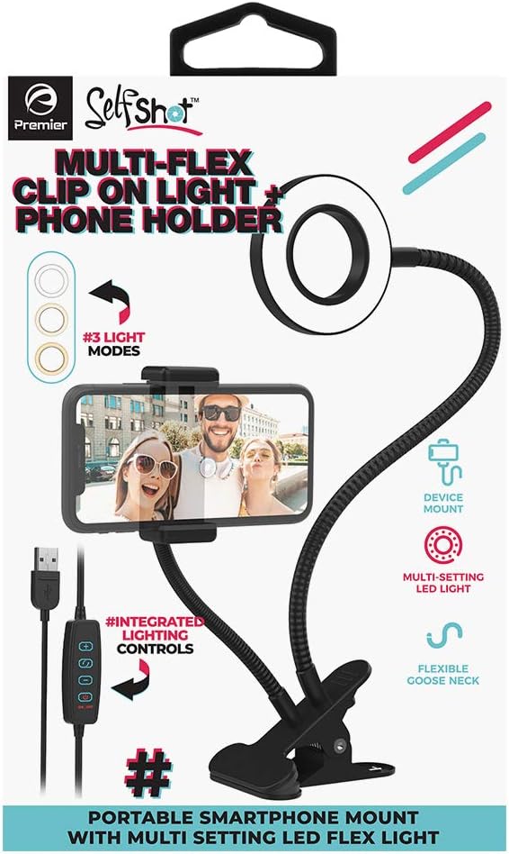 Dual Arm Selfie Stand w/LED Ring Light by Infinite Basics