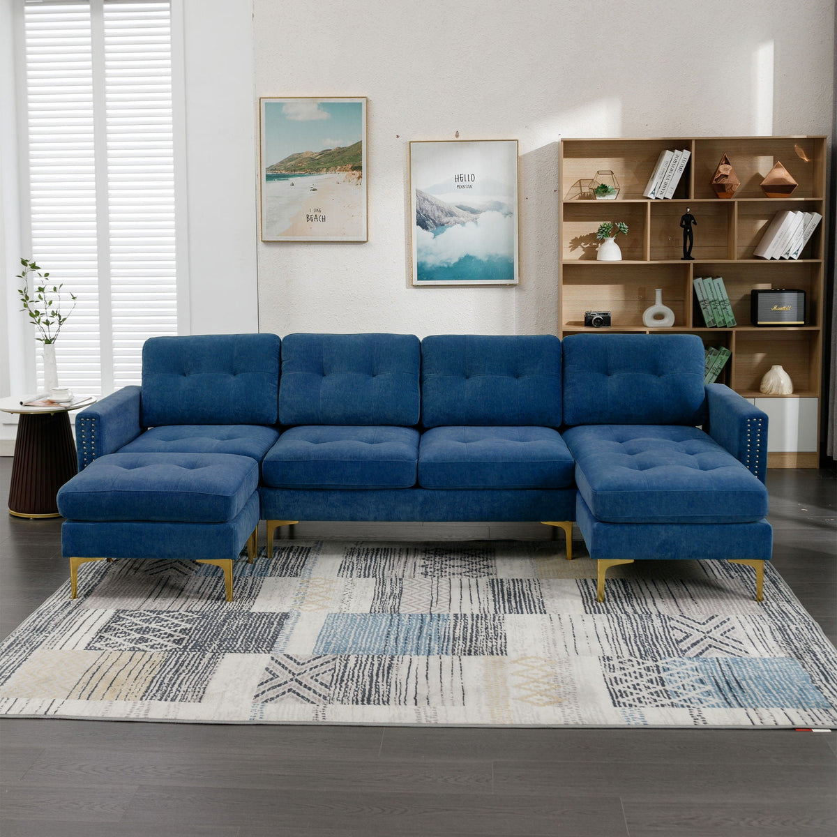Modern L - Shape Convertible Sectional Sofa With Movable Ottoman by Unique Piece Furniture