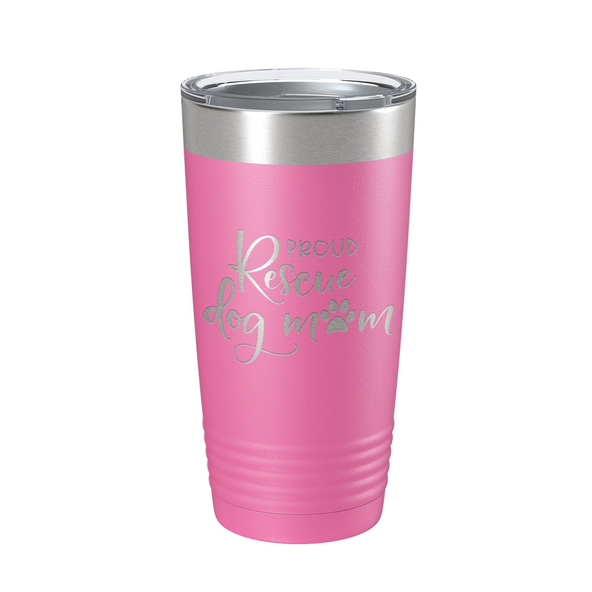 Proud Rescue Mom Tumbler Dog Travel Mug Gift Insulated Laser Engraved Coffee Cup 20 oz by CarveBright