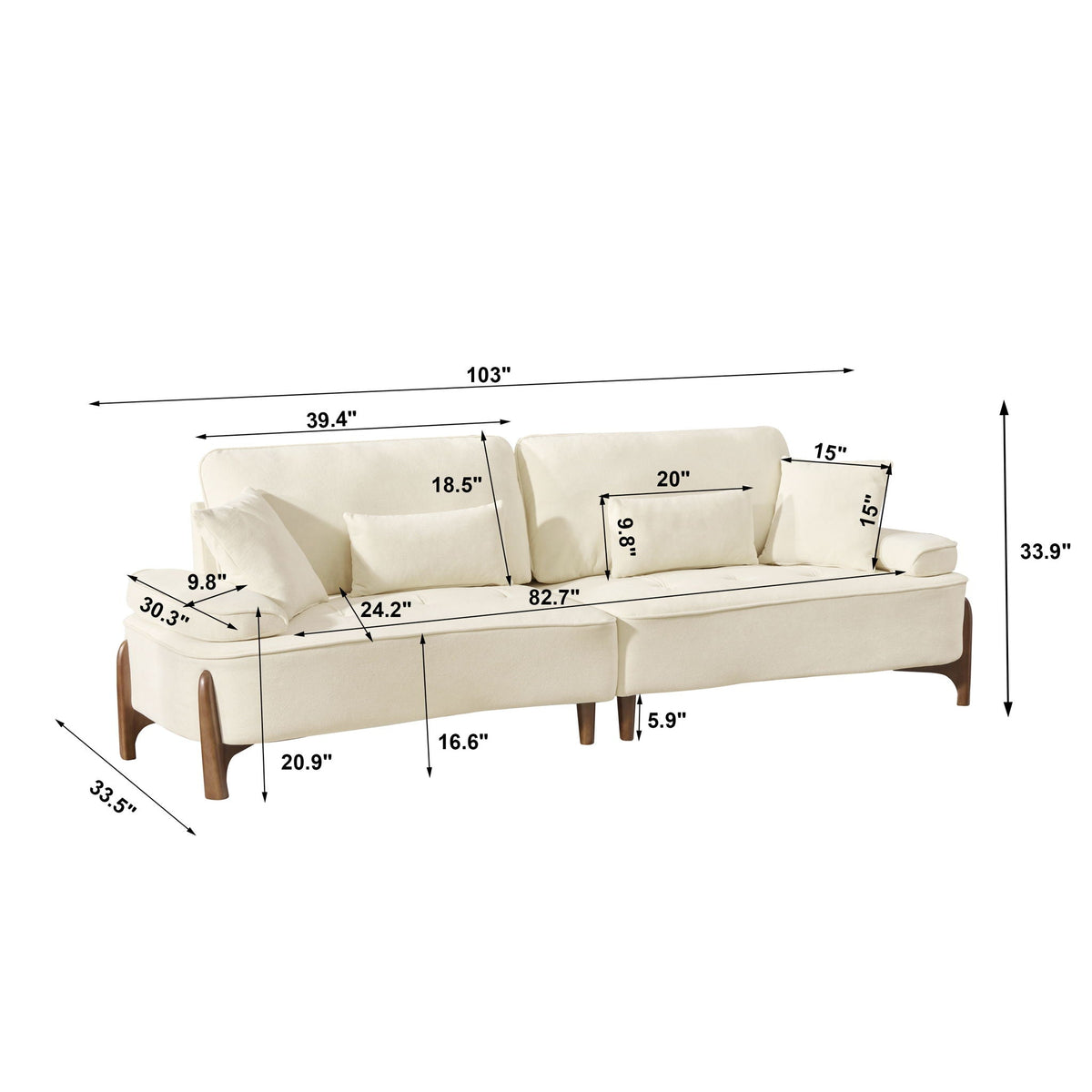 Comfortable Deep Seated Sofa With Pillows by Unique Piece Furniture