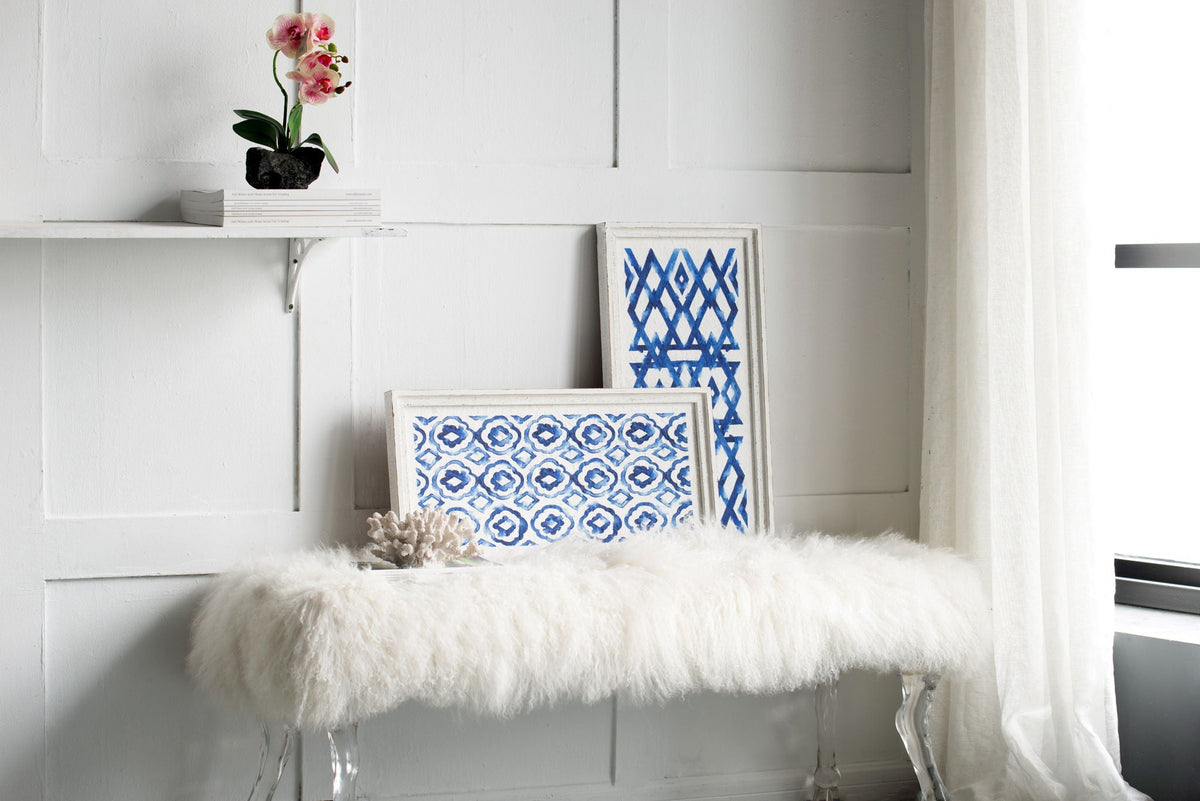 Hanging Sculptures, Modern Wall Art Decor (Set of 2) - White / Blue by Unique Piece Furniture