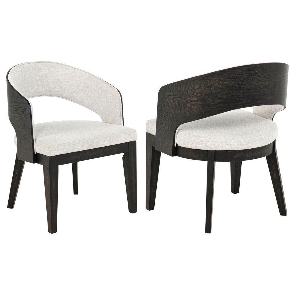 Leandro Upholstered Dining Arm Chair Cream (Set of 2) by Unique Piece Furniture