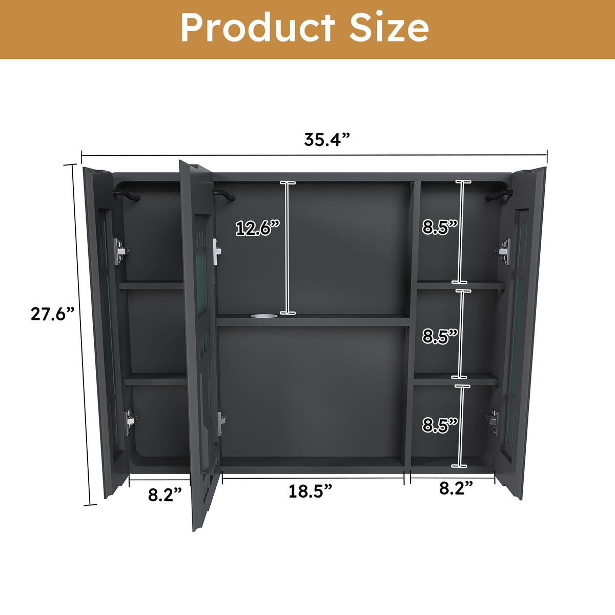 Aluminium Medicine Cabinet Mirror With LED Light And Defogging Function - Gray by Unique Piece Furniture