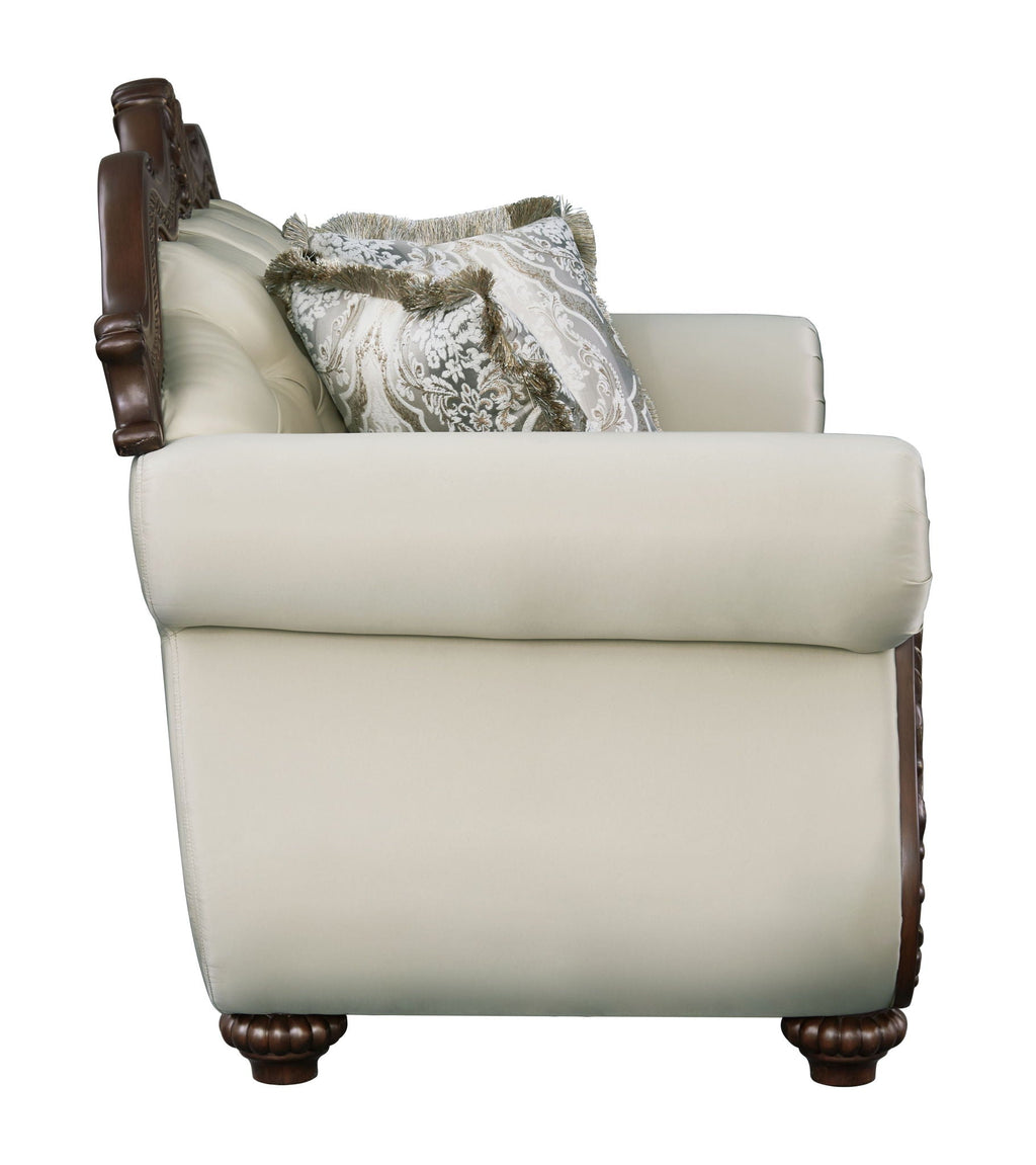 Pierce - Loveseat With 3 Pillows - Beige / Cherry by Unique Piece Furniture