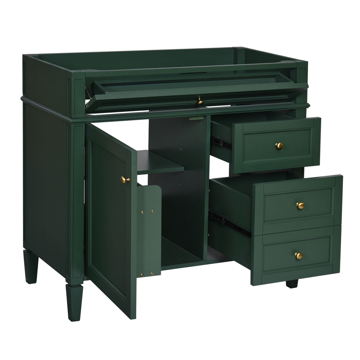 Bathroom Vanity With 2 Drawers And Tip-Out Drawer, Storage Cabinet by Unique Piece Furniture
