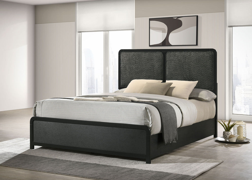 Cavelle 51-inch Upholstered Eastern King Panel Bed Black by Unique Piece Furniture