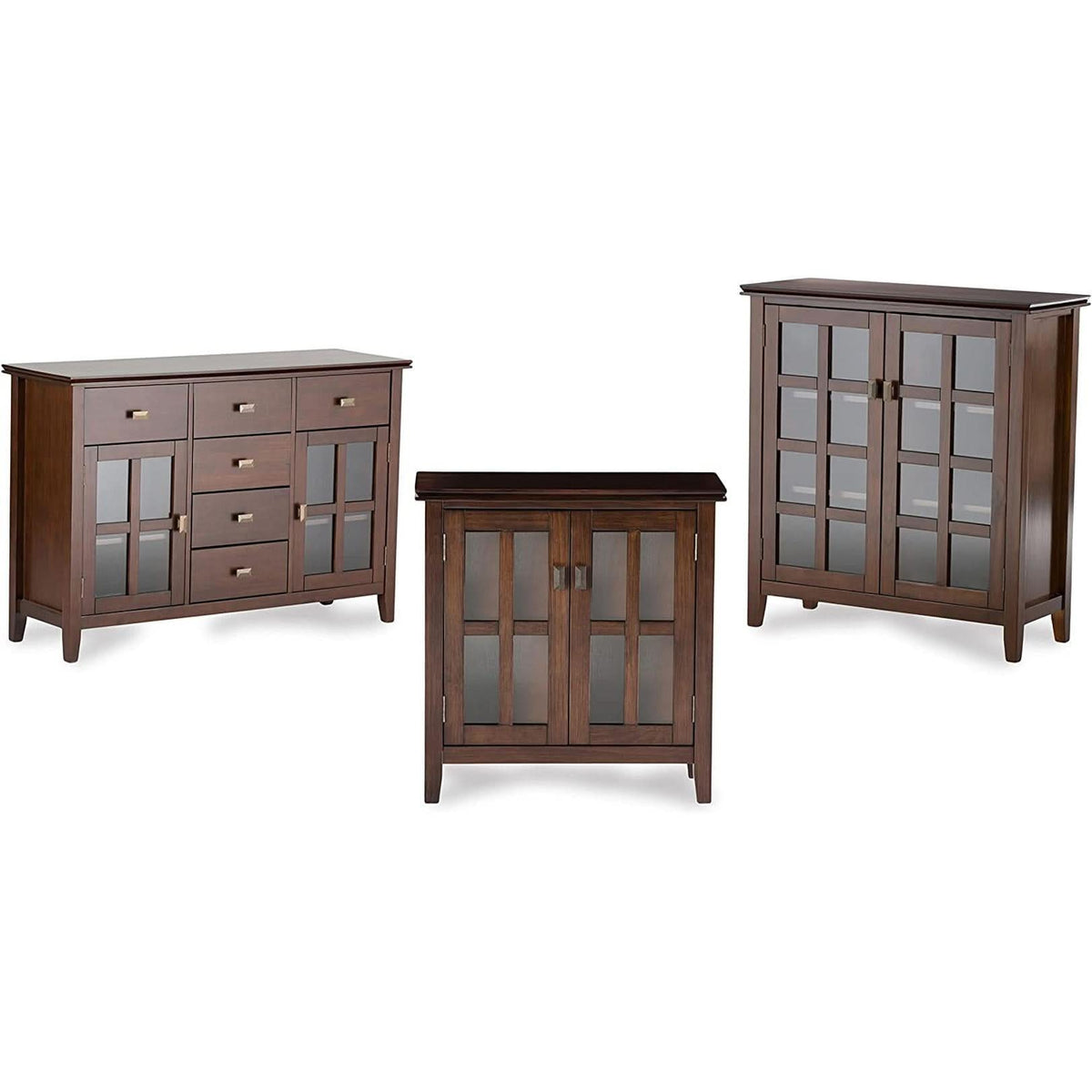 Pine Wood Sideboard Buffet Russet Brown Adjustable Shelves by ShipItFurniture