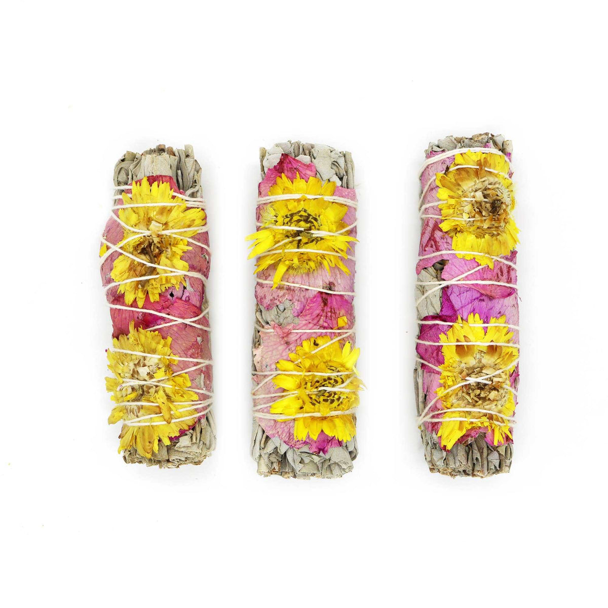 'Amor' Floral White Sage Smudge Stick (4 in) by Sacred Crystals