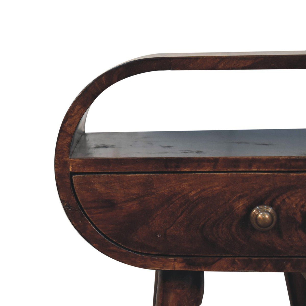 Circular Bedside Table With Open Slot - Walnut by Unique Piece Furniture