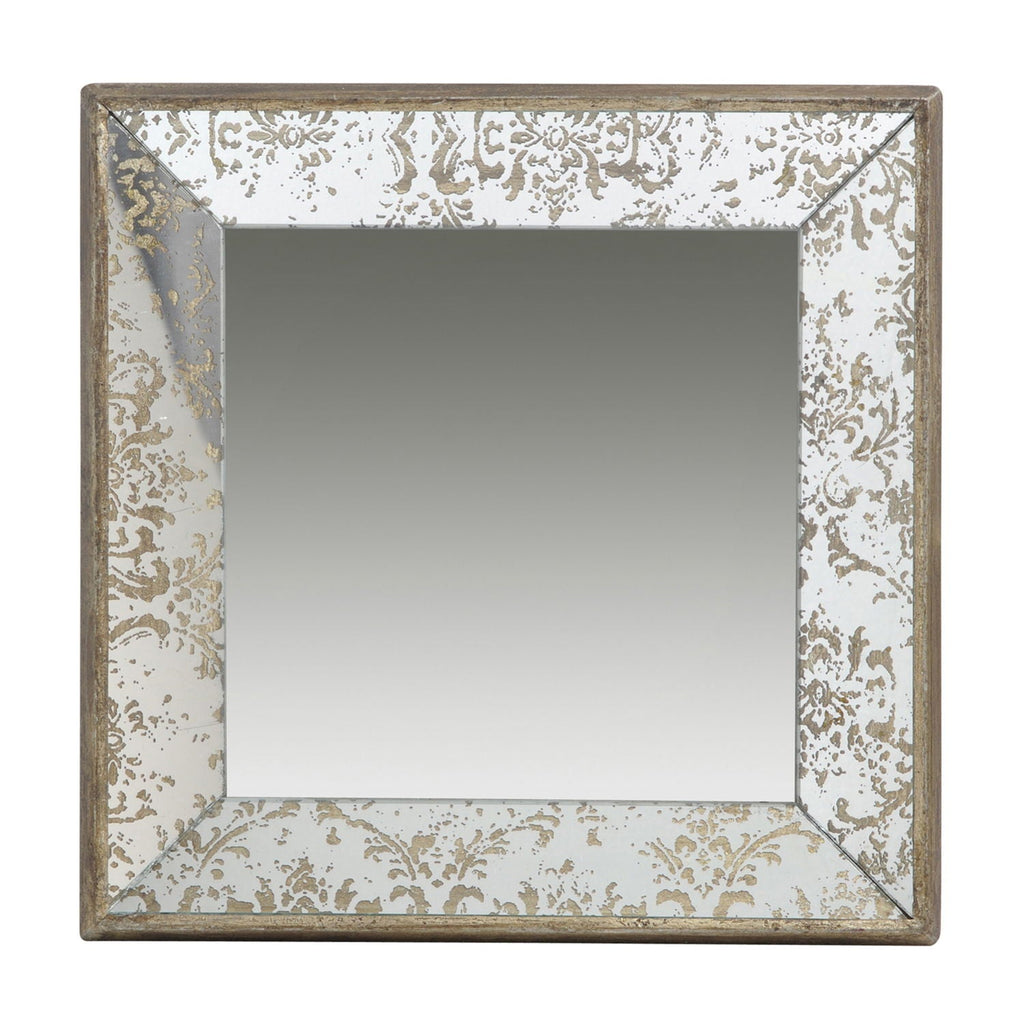 Antique Rectangle Mirror With Floral Accents, Mirrored Display Tray, Hanging Wall Mirror by Unique Piece Furniture