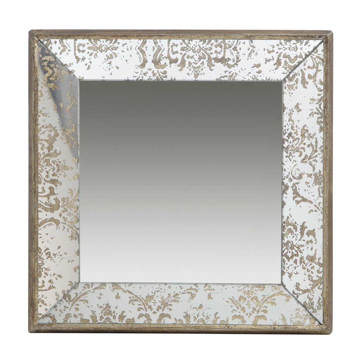 Antique Rectangle Mirror With Floral Accents, Mirrored Display Tray, Hanging Wall Mirror by Unique Piece Furniture