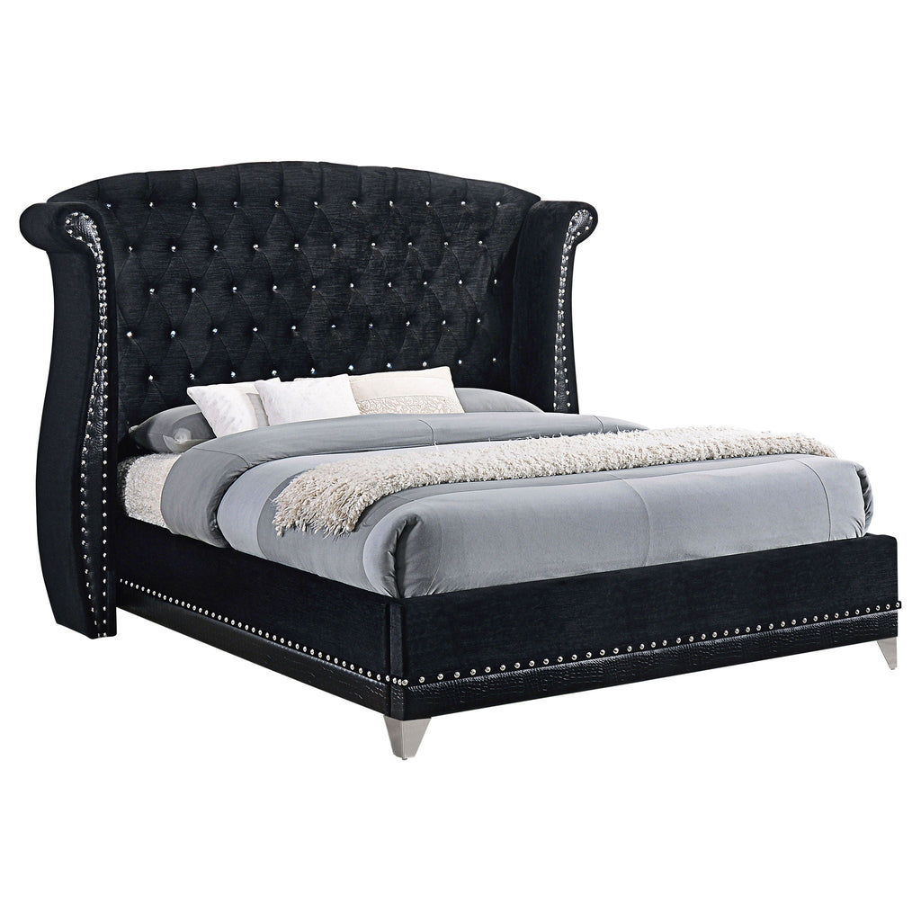 Barzini Upholstered Queen Wingback Bed Black by Unique Piece Furniture
