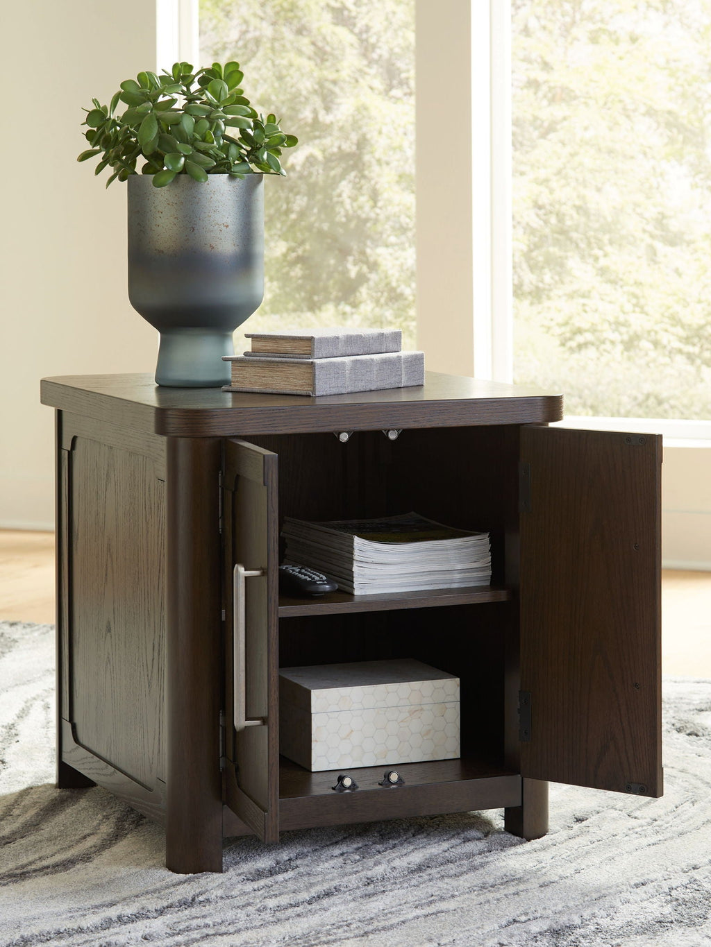 Breckington - Rectangular 2-door End Table - Dark Brown by Unique Piece Furniture
