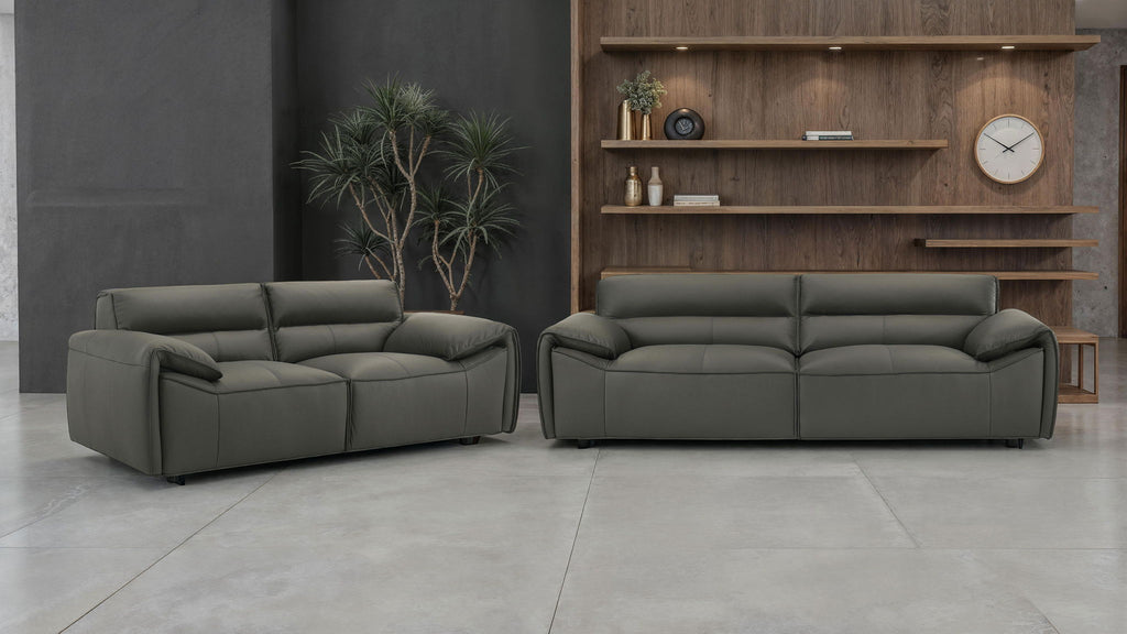 Buxton 2-piece Leather Upholstered Sofa Set Graphite by Unique Piece Furniture