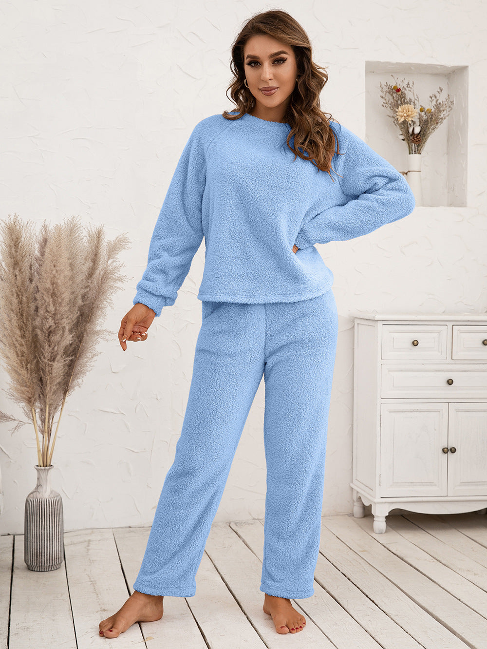 Ivy Lane Teddy Long Sleeve Top and Pants Lounge Set by Wild and Free Boutique