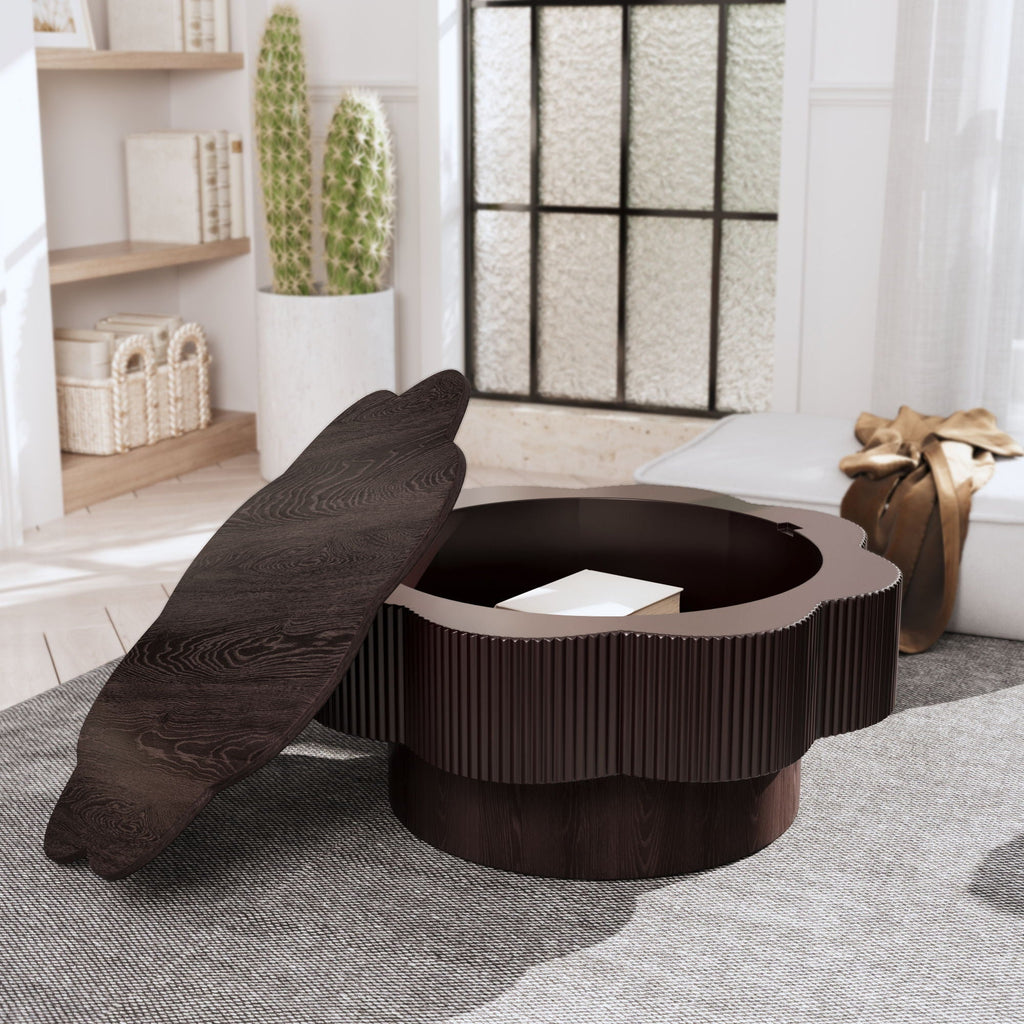 Modern Plum Blossom Shaped Coffee Table With Storage by Unique Piece Furniture