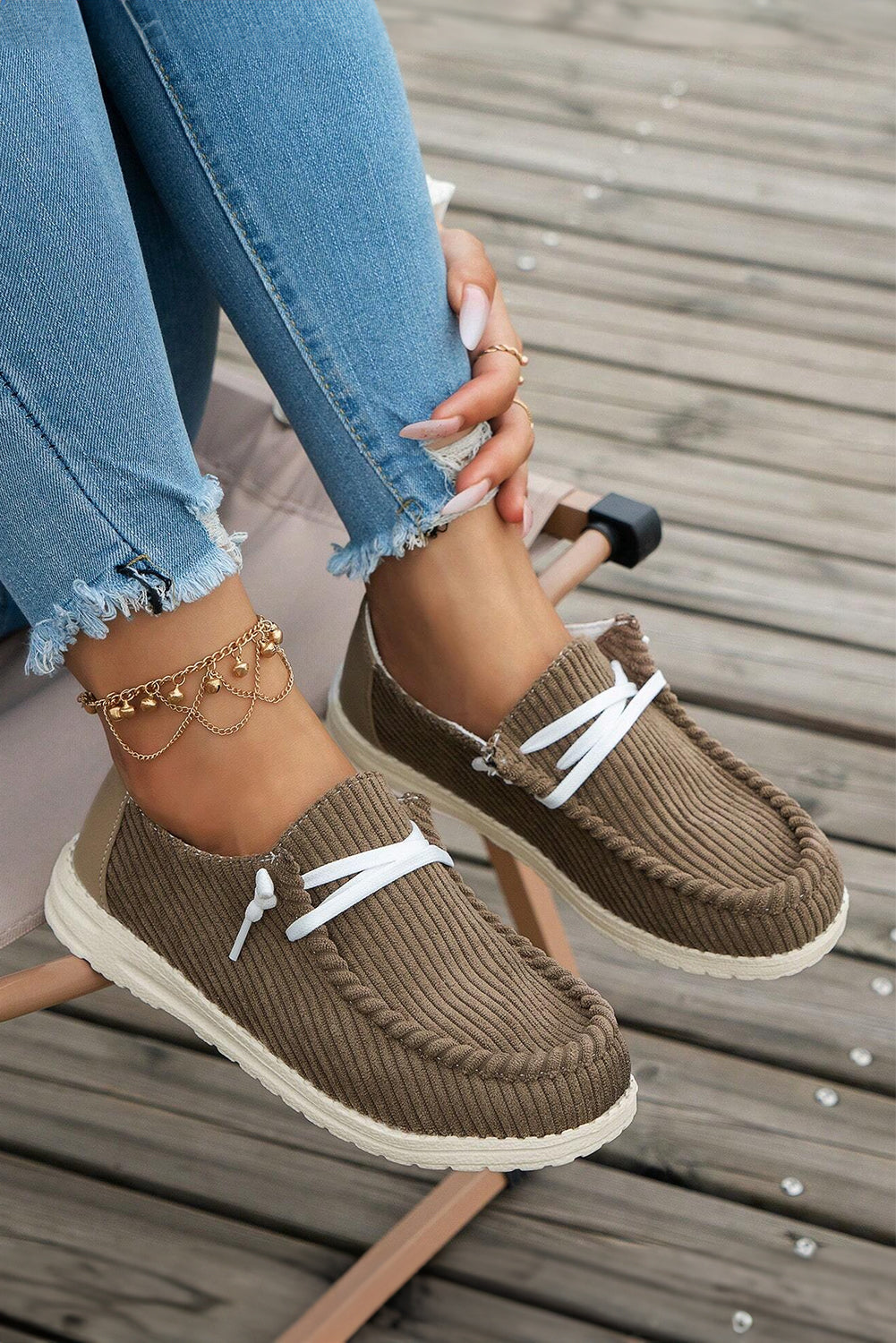 White Lace Up Casual Shoes by Wild and Free Boutique