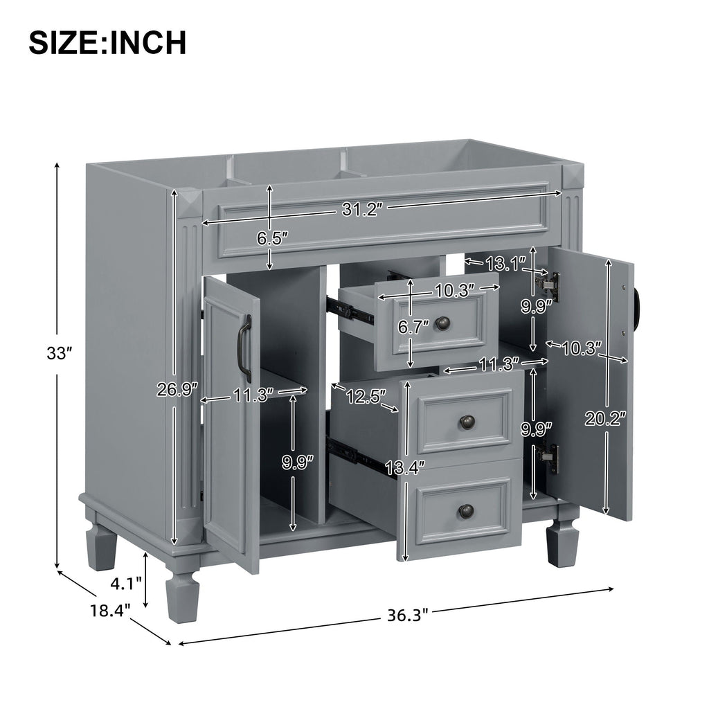 Bathroom Vanity Cabinet With 2 Soft Closing Doors And 2 Drawers by Unique Piece Furniture