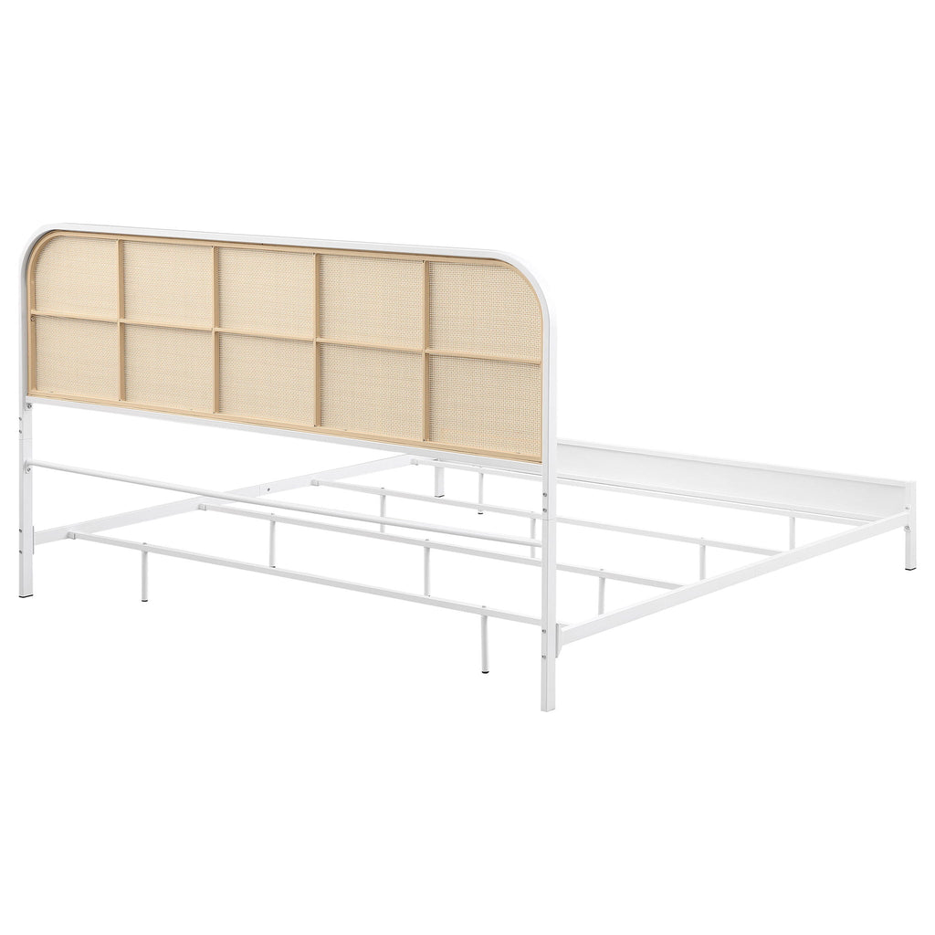 Amherst Radio Weave Rattan Metal Eastern King Bed White by Unique Piece Furniture