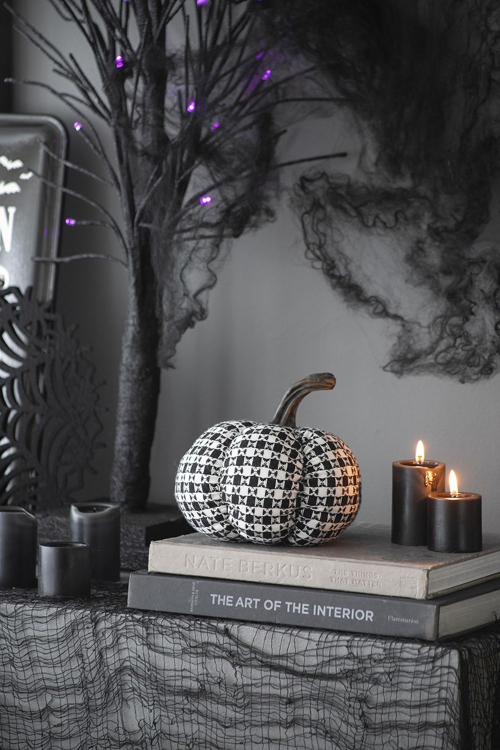 Plaid Pumpkin Decor, For Holiday Halloween Decoration by Unique Piece Furniture
