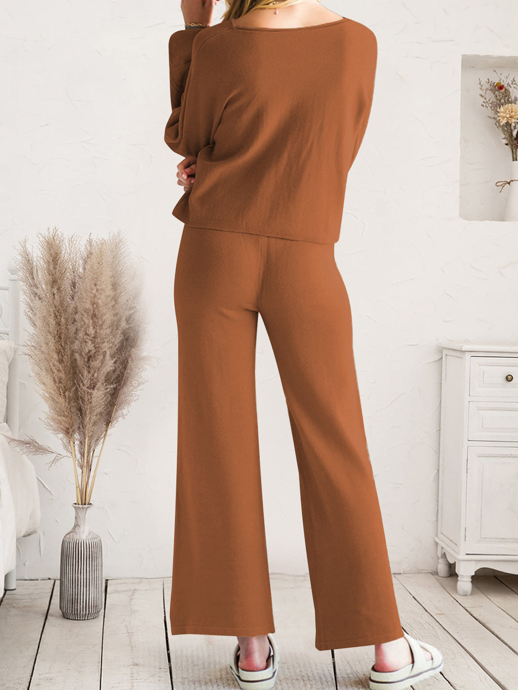 Long Sleeve Lounge Top and Drawstring Pants Set by Wild and Free Boutique