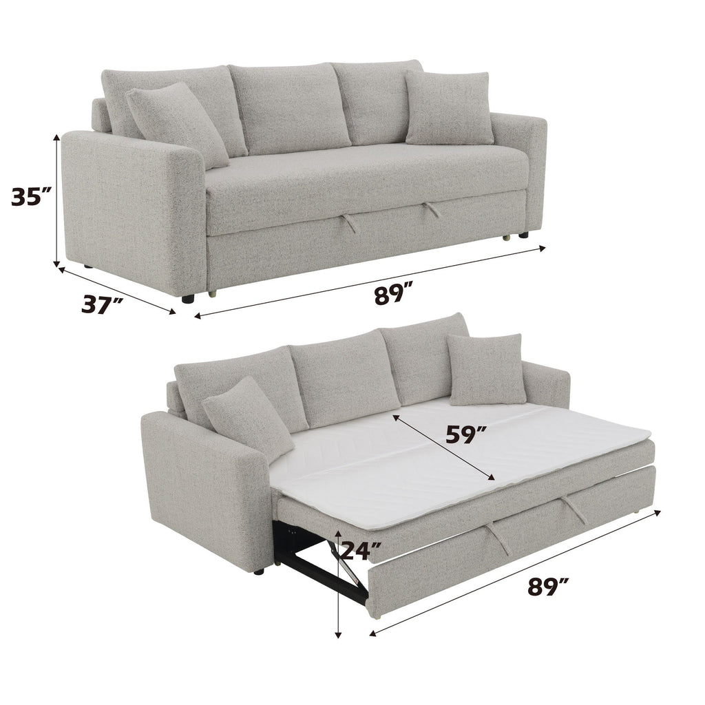 Connie - Boucle Sleeper Sectional Sofa With 2 Toss Pillows - Beige by Unique Piece Furniture