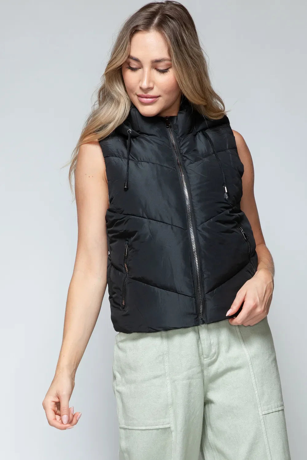 Snobbish Zip Up Quilted Hooded Vest by Wild and Free Boutique