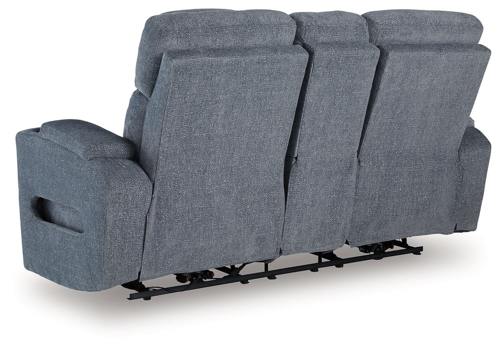 Studio Cave - Power Reclining Loveseat with Console - Steel by Unique Piece Furniture
