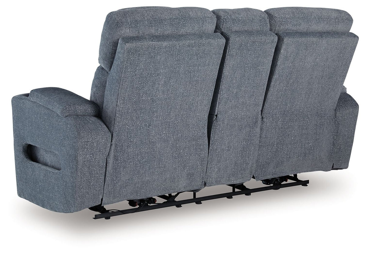 Studio Cave - Power Reclining Loveseat with Console - Steel by Unique Piece Furniture