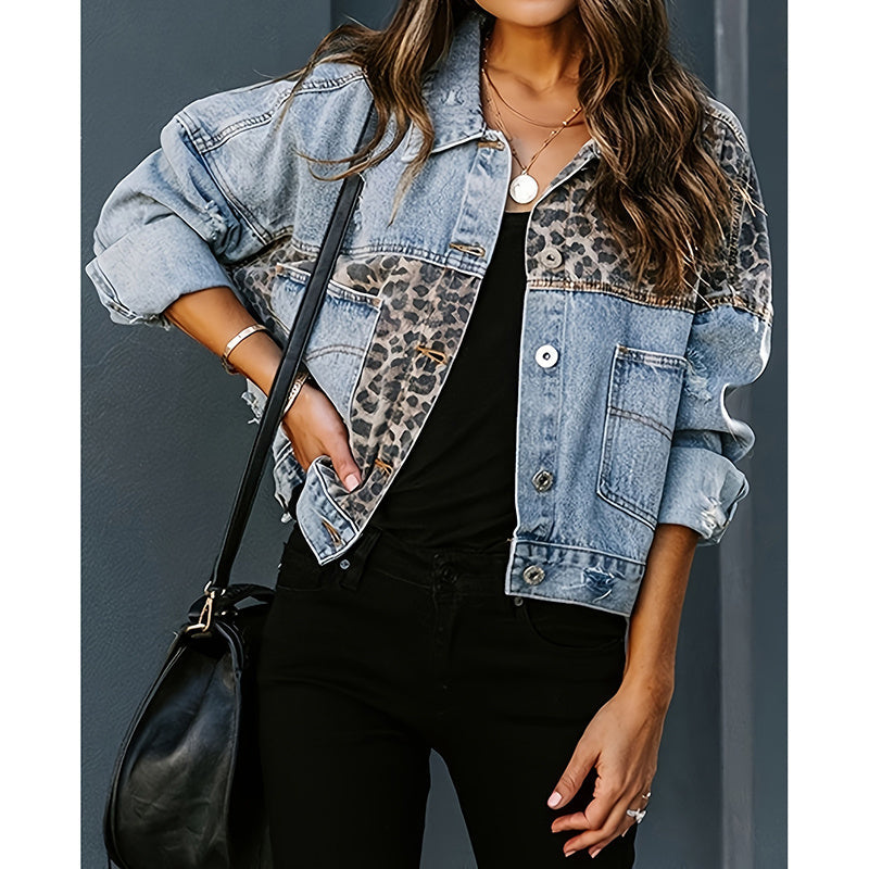 Women's Cropped Distressed Denim Jacket by FitiqueFit