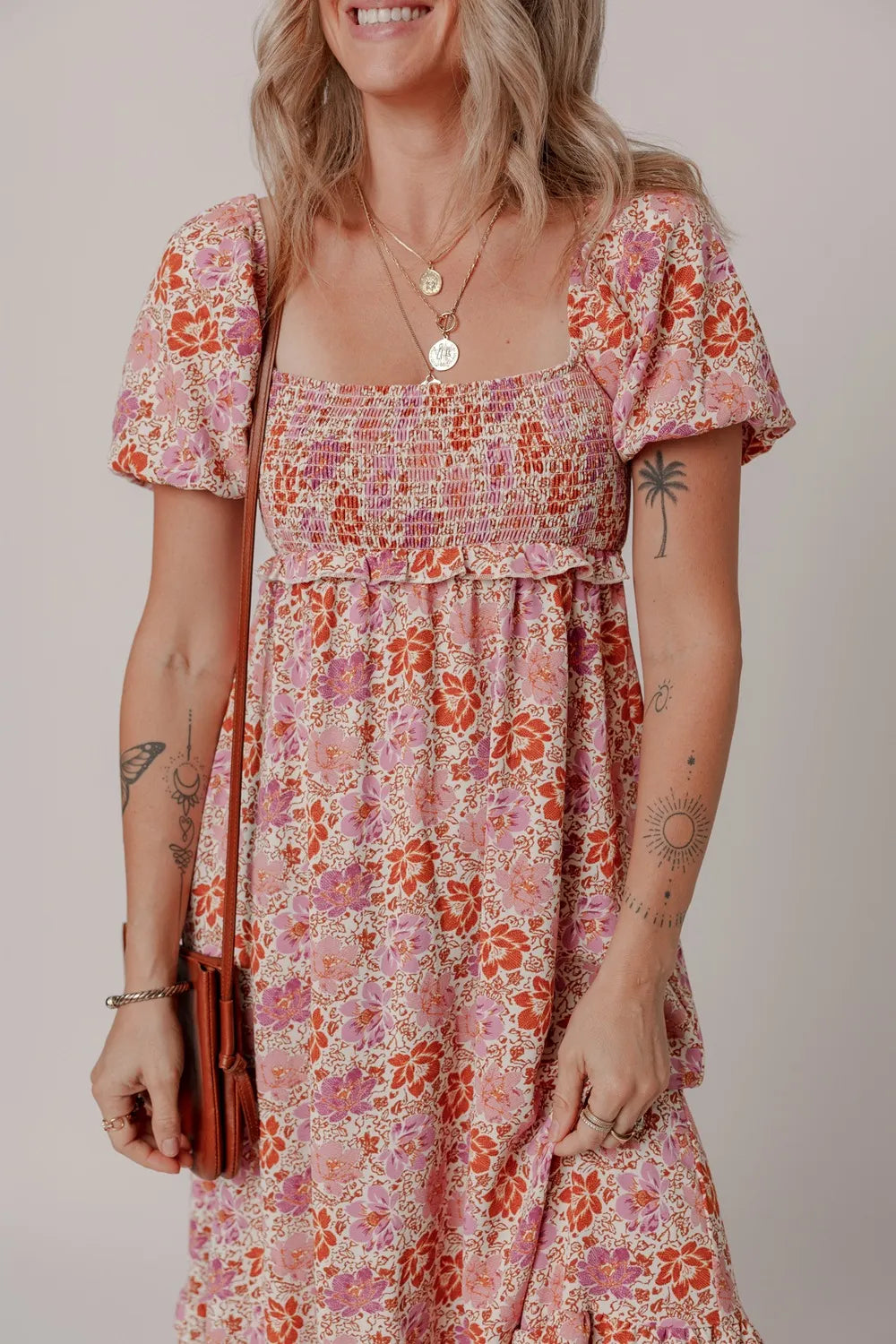 Floral Square Neck Knotted Ruffle Midi Dress by Simply Love