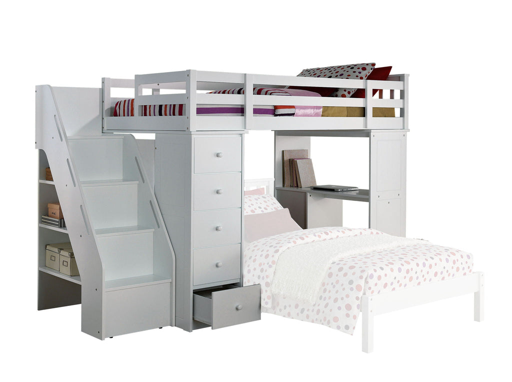 Freya - Twin Loft Bed With Storage (Not Including The Bottom Twin Bed) - White by Unique Piece Furniture