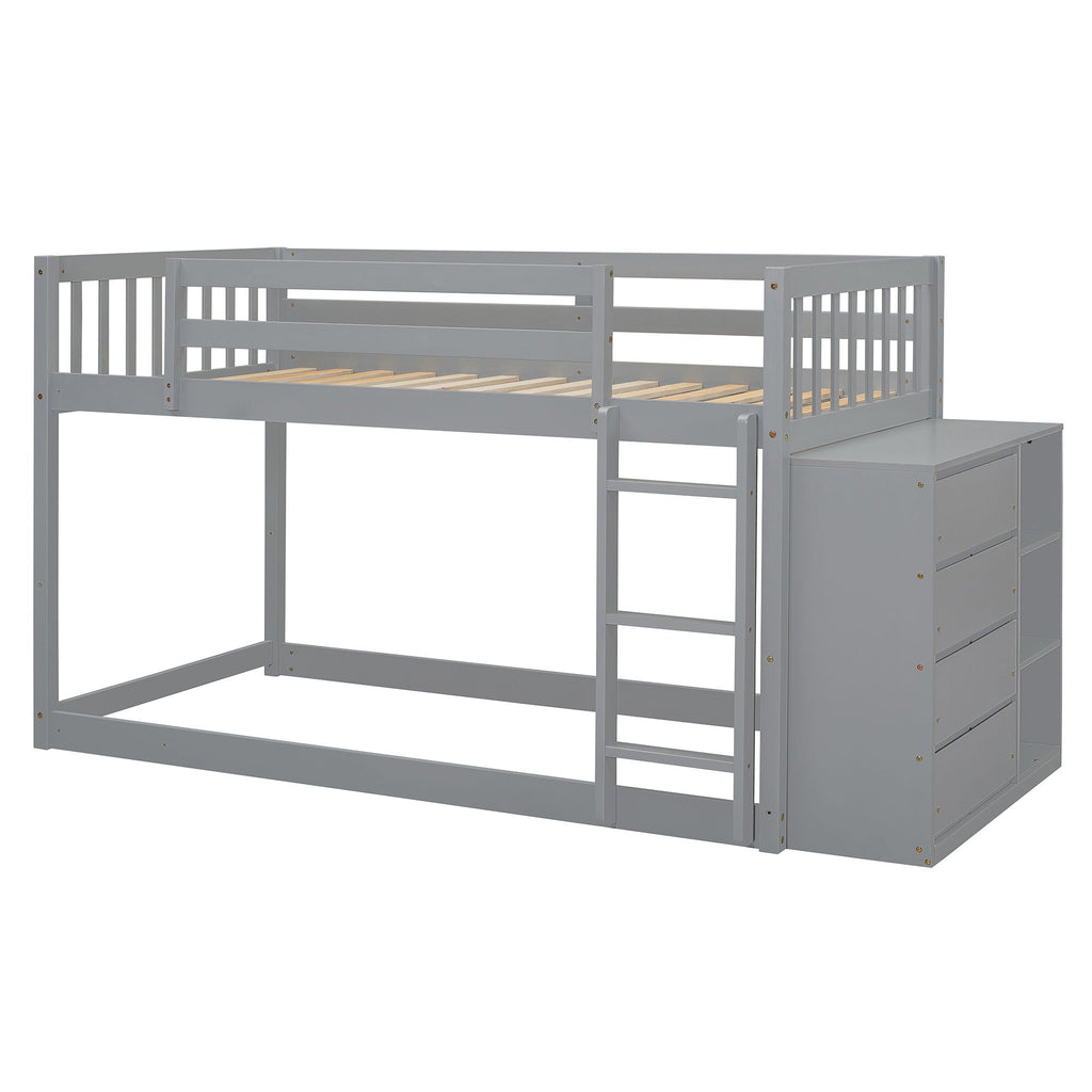 Bunk Bed With 4 Drawers And 3 Shelves by Unique Piece Furniture
