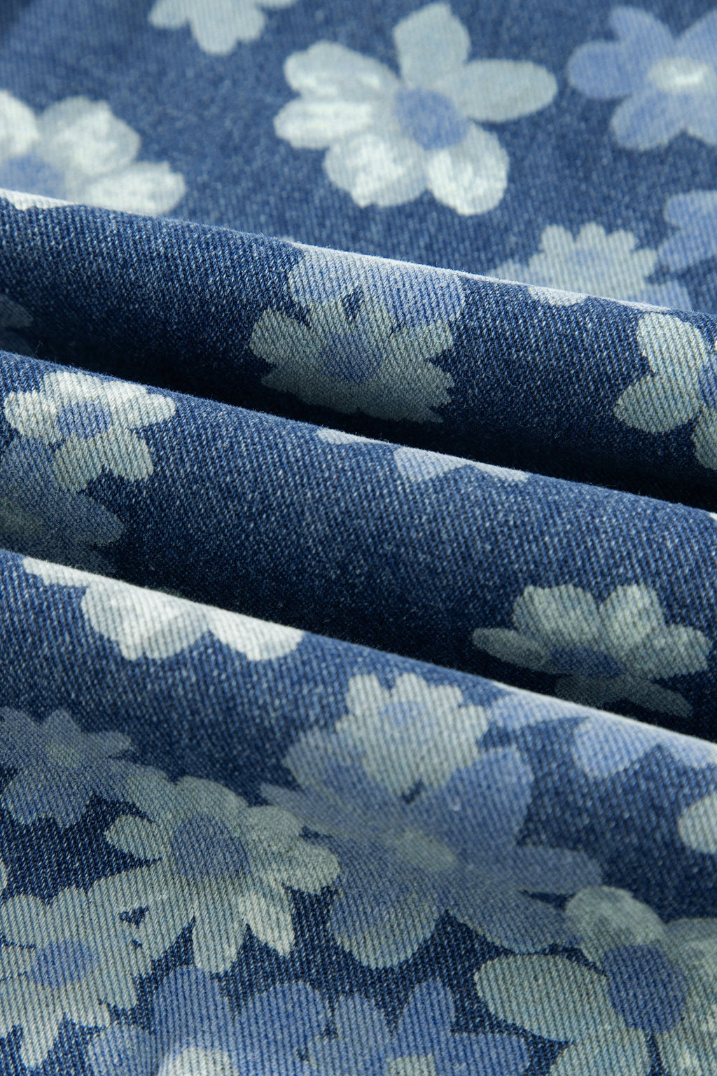 Sky Blue Dainty Floral Printed Drawstring Barrel Jeans by Wild and Free Boutique
