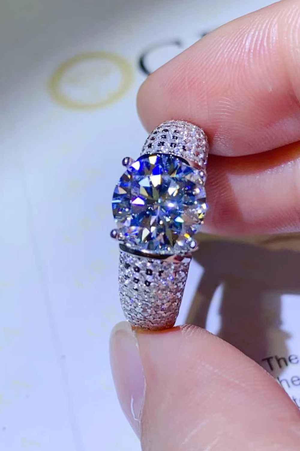 3 Carat Moissanite Side Stone Ring by Wild and Free Boutique