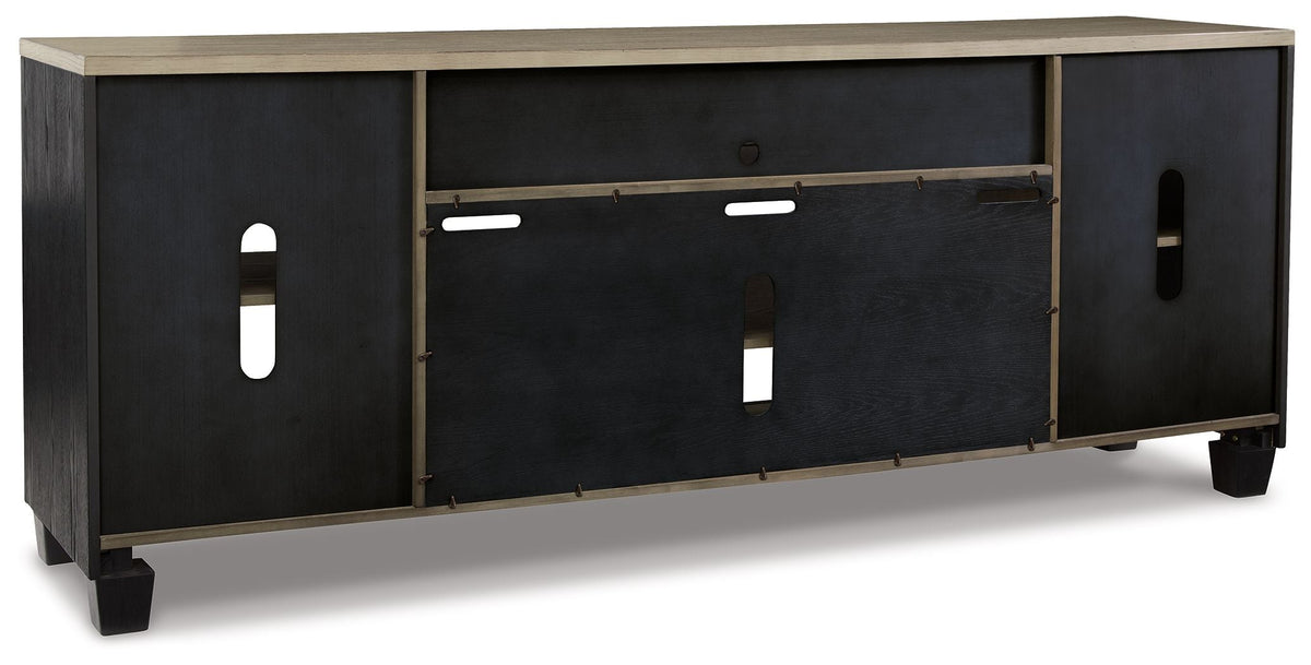 Foyland - XL TV Stand w/Fireplace Option - Black / Brown by Unique Piece Furniture