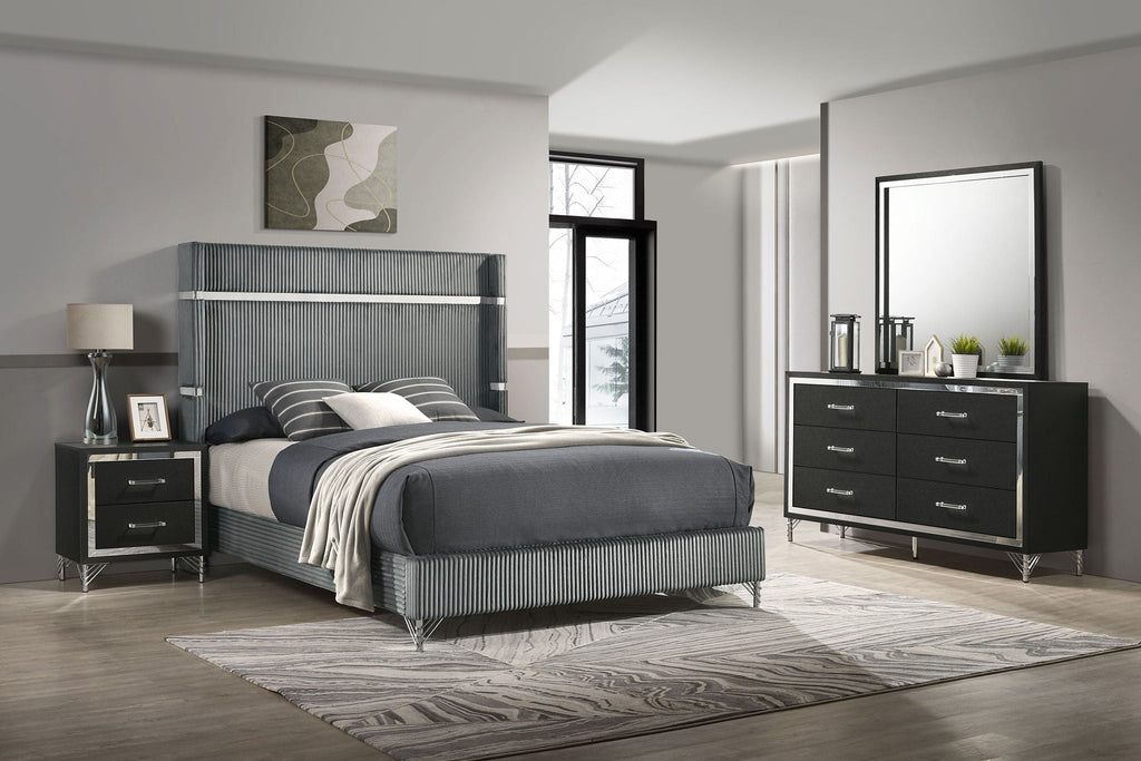 Lucia 4-piece Queen Bedroom Set Grey and Black by Unique Piece Furniture