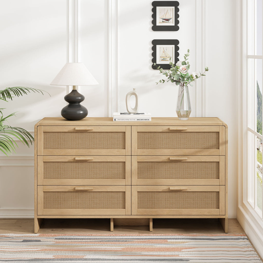 Modern Arc Shaped Corner Rattan Cabinet With 6 Drawers by Unique Piece Furniture