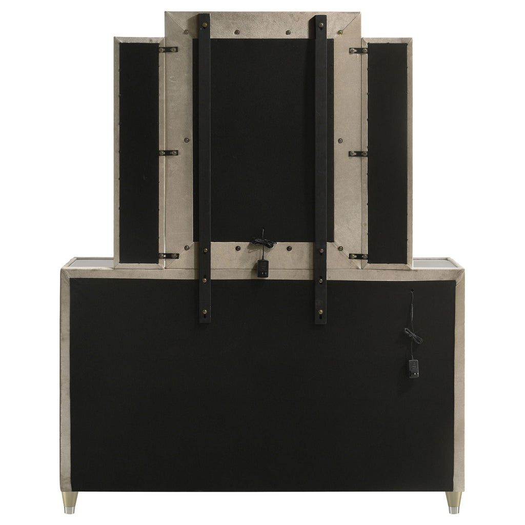 Lorient 8-drawer LED Dresser with Mirror Ivory and Camel by Unique Piece Furniture