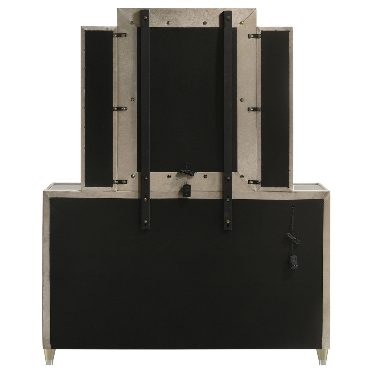 Lorient 8-drawer LED Dresser with Mirror Ivory and Camel by Unique Piece Furniture