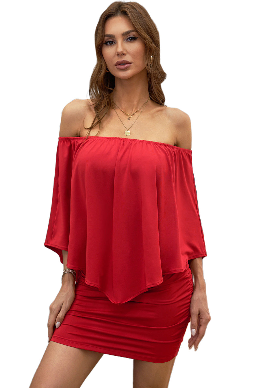 Plus size Dressing Layered Fiery Red Mini Poncho Dress by Wild and Free Boutique