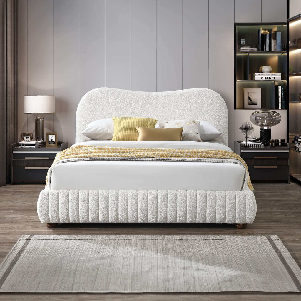 Norme - Queen Size Upholstered Low Profile Platform Bed - Cream by Unique Piece Furniture