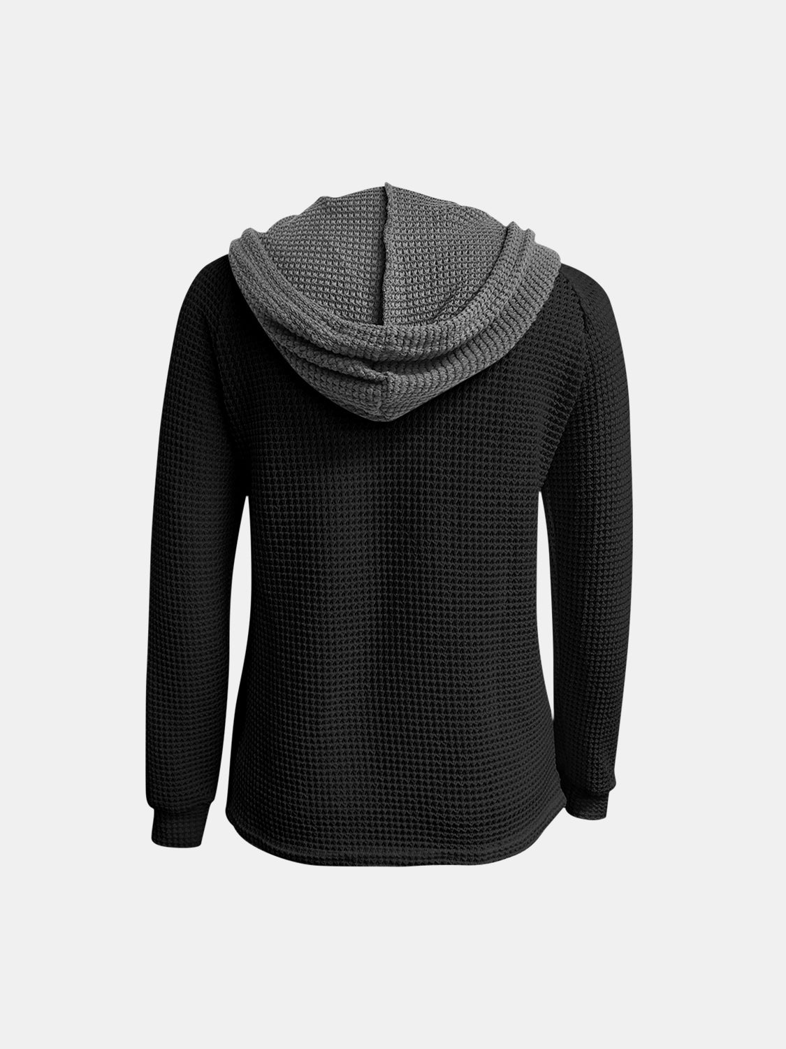 Full Size Waffle-Knit Contrast Long Sleeve Hoodie by Wild and Free Boutique