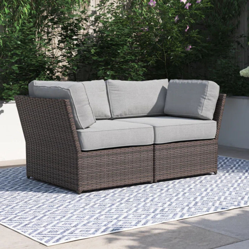 Outdoor Wicker Loveseat With Cushions Patio Seating Wicker - Brown by Unique Piece Furniture
