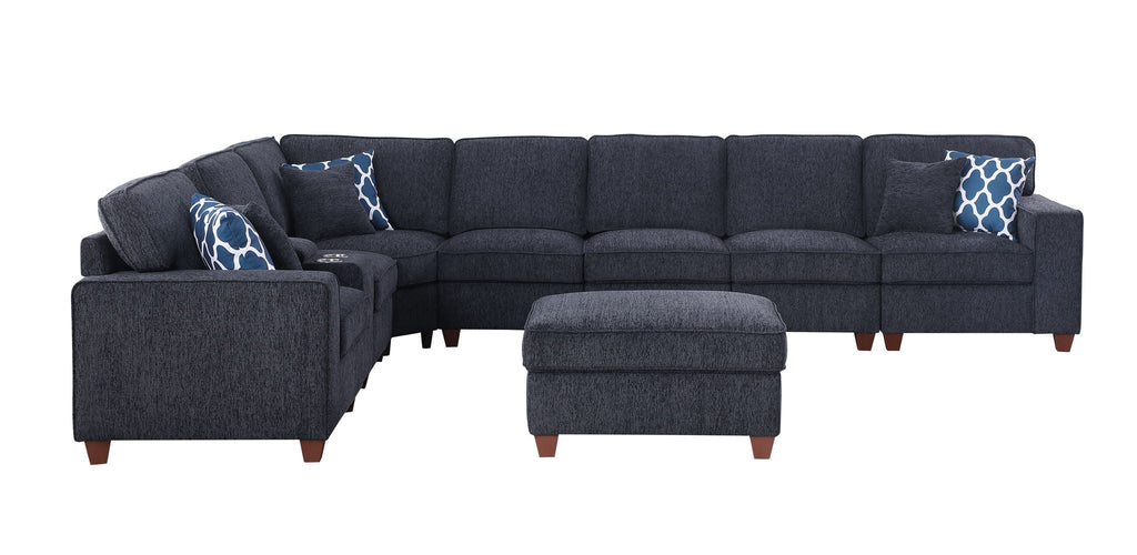 Lily - Sectional Sofa With Ottoman - Black by Unique Piece Furniture