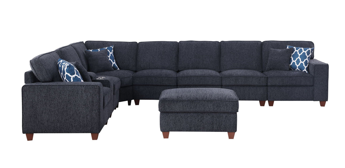 Lily - Sectional Sofa With Ottoman - Black by Unique Piece Furniture